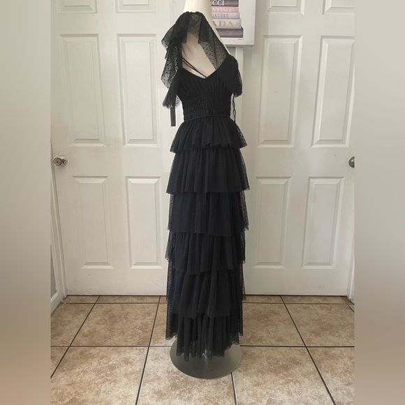 Amable by Mable  Black Ruffled Maxi Dress Size Small - Picture 12 of 14